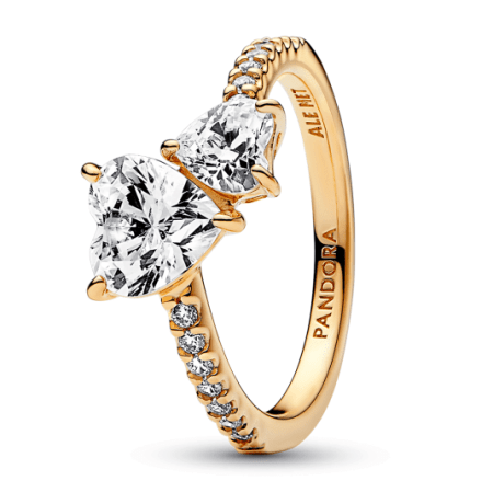 PANDORA aranyozott Dupla szív szikrázó gyűrű  gyűrű 161198C01 Gyűrűk webáruház szép ékszerek