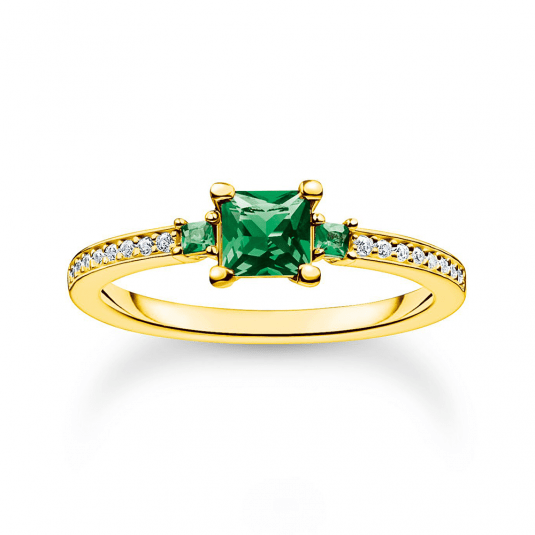 THOMAS SABO gyűrű Green stone with white stones gold  gyűrű TR2402-971-6 Gyűrűk webáruház szép ékszerek