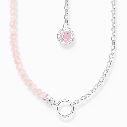THOMAS SABO charm nyaklánc Rose quartz and chain link  nyaklánc KE2190-067-9 Charm nyakláncok webáruház szép ékszerek