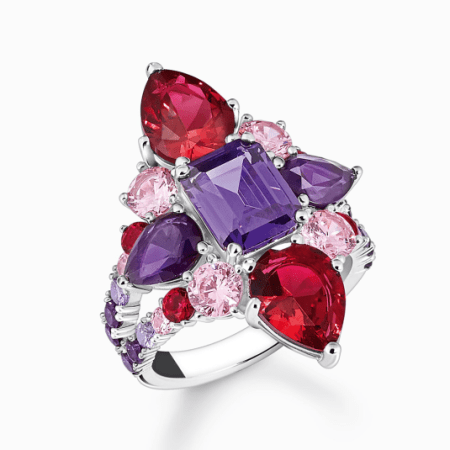 THOMAS SABO gyűrű Cocktail ring with red and violet stones  gyűrű TR2441-477-7 Gyűrűk webáruház szép ékszerek