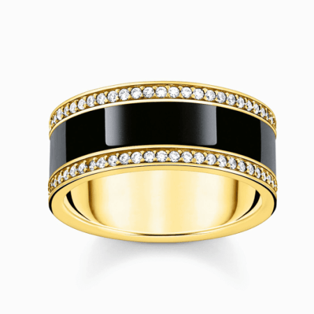 THOMAS SABO gyűrű Band ring with black enamel and zirconia  gyűrű TR2446-565-11 Gyűrűk webáruház szép ékszerek