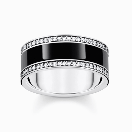 THOMAS SABO gyűrű Band ring with black enamel and zirconia  gyűrű TR2446-691-11 Gyűrűk webáruház szép ékszerek