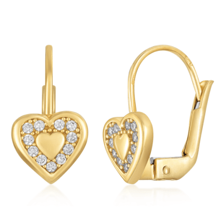 SOFIA arany szívű fülbevaló cirkóniákkal  fülbevaló RONSRD03YG Fülbevalók webáruház szép ékszerek