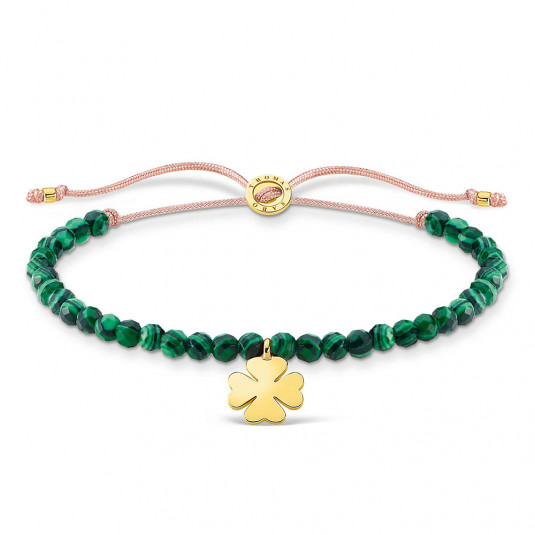 THOMAS SABO anyag karkötő Green pearls cloverleaf gold karkötő A1983-140-6-L20v ékszer rendelés online