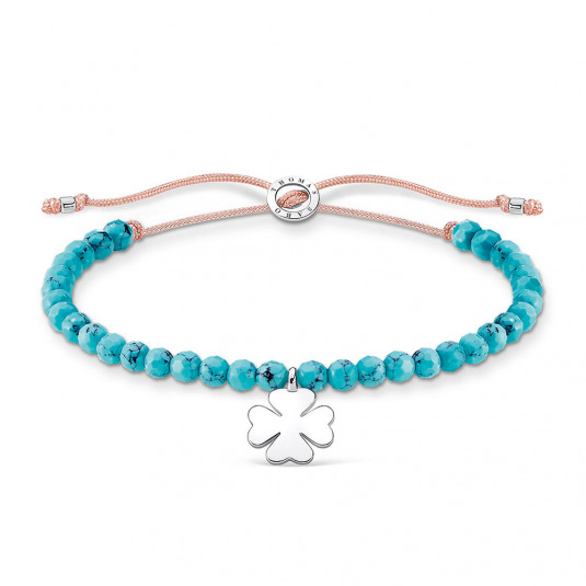 THOMAS SABO anyag karkötő Turquoise pearls with cloverleaf karkötő A1983-905-17-L20v ékszer rendelés online