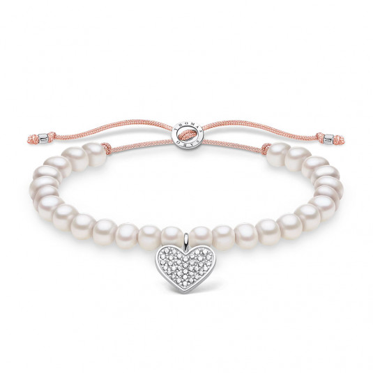 THOMAS SABO anyag karkötő White pearls heart kikövezett karkötő A1986-199-14-L20v ékszer rendelés online