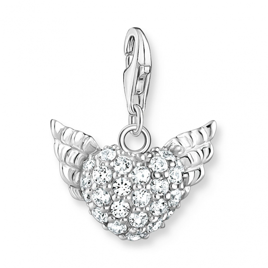 THOMAS SABO Winged heart white stones silver charm medál medál 0626-051-14 ékszer rendelés online