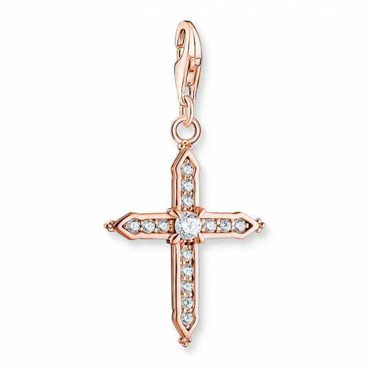 THOMAS SABO Cross with white stones rose gold charm medál medál 1913-416-14 ékszer rendelés online