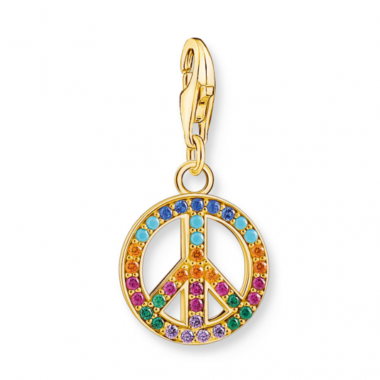 THOMAS SABO charm medál Peace with colourful stones gold medál 1898-488-7 ékszer rendelés online