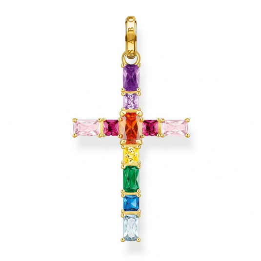 THOMAS SABO medál Cross colourful stones pavé gold medál PE939-996-7 ékszer rendelés online