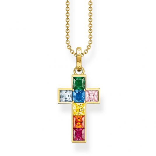 THOMAS SABO nyaklánc Cross colourful stones gold nyaklánc KE2166-996-7-L45V ékszer rendelés online