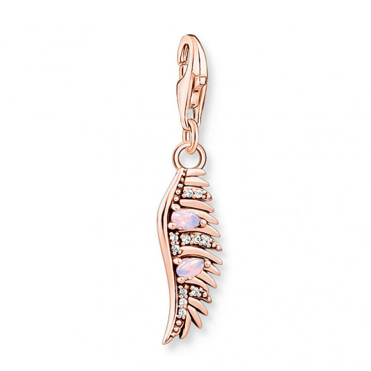 THOMAS SABO charm medál Feather with pink stones rose gold medál 1906-323-9 ékszer rendelés online