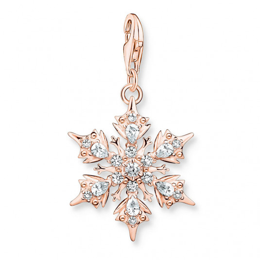 THOMAS SABO charm medál Snowflake with white stones rose gold medál 1903-416-14 ékszer rendelés online