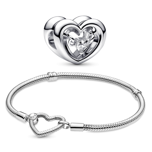 PANDORA karkötő és Heart charm szett karkötő 599539C00+792493C01 ékszer rendelés online