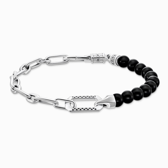 THOMAS SABO karkötő Black onyx and chain links karkötő A2088-507-11 ékszer rendelés online