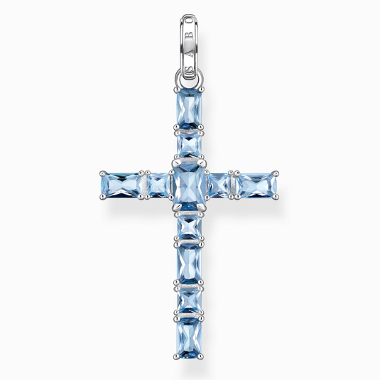 THOMAS SABO medál Cross with aquamarine-coloured stones medál PE939-009-1 ékszer rendelés online