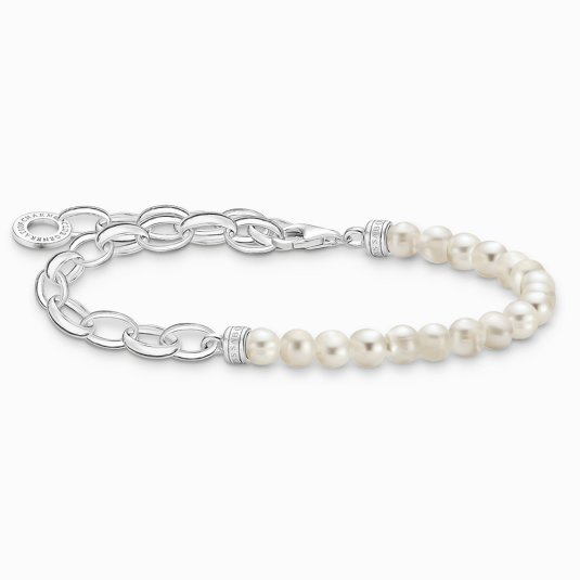 THOMAS SABO charm karkötő White pearls and chain link karkötő A2098-082-14 ékszer rendelés online