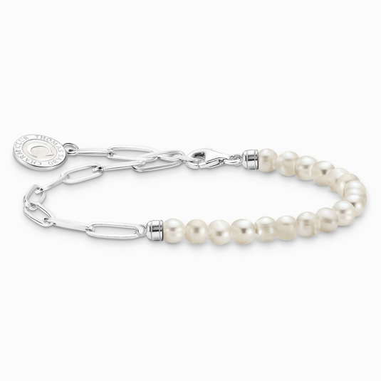 THOMAS SABO charm karkötő White pearls and chain link karkötő A2129-158-14 ékszer rendelés online