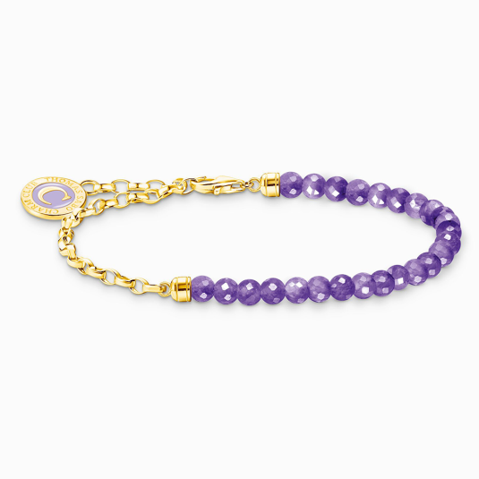 THOMAS SABO charm karkötő Amethyst beads gold karkötő A2130-427-13 ékszer rendelés online