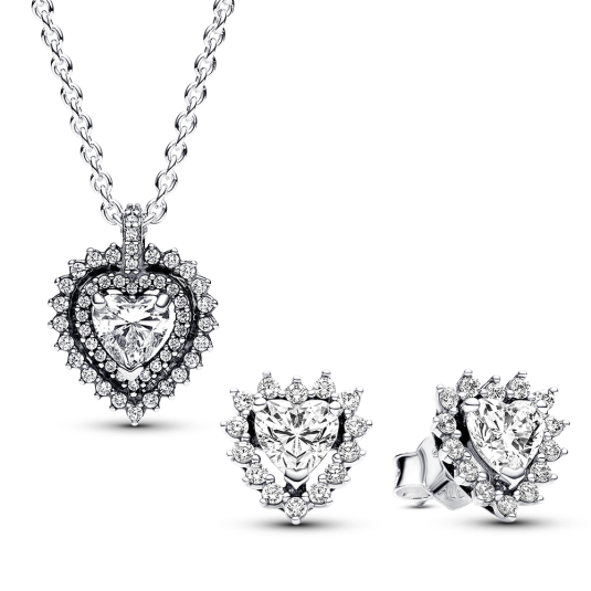 PANDORA Sparkling Heart nyaklánc és fülbevaló szett szett 393099C01-45+293097C01 ékszer rendelés online