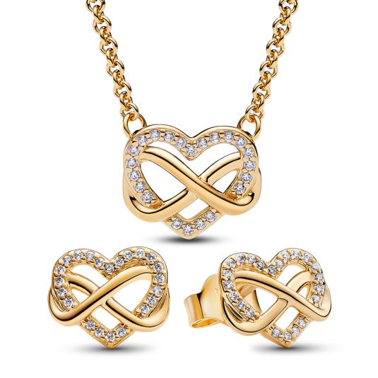 PANDORA Sparkling Infinity Heart nyaklánc és fülbevaló szett szett 362666C01-50+262667C01 ékszer rendelés online