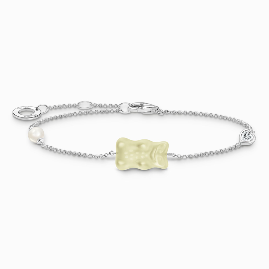 THOMAS SABO x HARIBO karkötő Fehér arany medve és gyöngy karkötő A2151-052-14 ékszer rendelés online