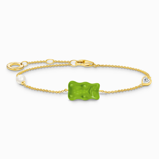 THOMAS SABO x HARIBO karkötő Zöld aranymedvék és gyöngy karkötő A2151-445-6 ékszer rendelés online