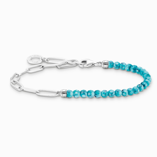 THOMAS SABO charm karkötő Turquoise beads and chain links silver karkötő A2099-404-17 ékszer rendelés online