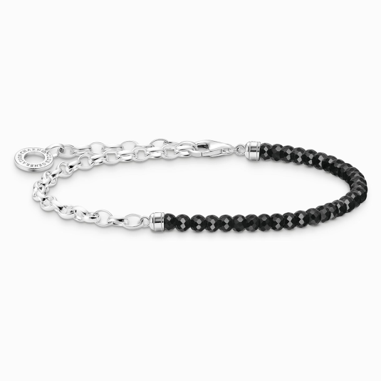 THOMAS SABO charm karkötő Black onyx beads and chain links karkötő A2100-130-11 ékszer rendelés online